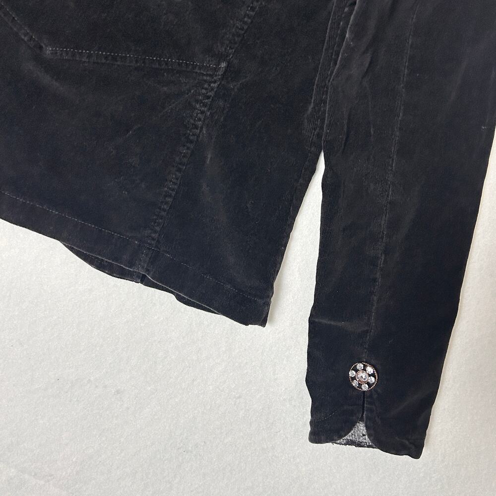 Vintage Y2K Velvet Blazer Women's Cropped WhimsiGoth Office Black Jacket Size M - Picture 7 of 9